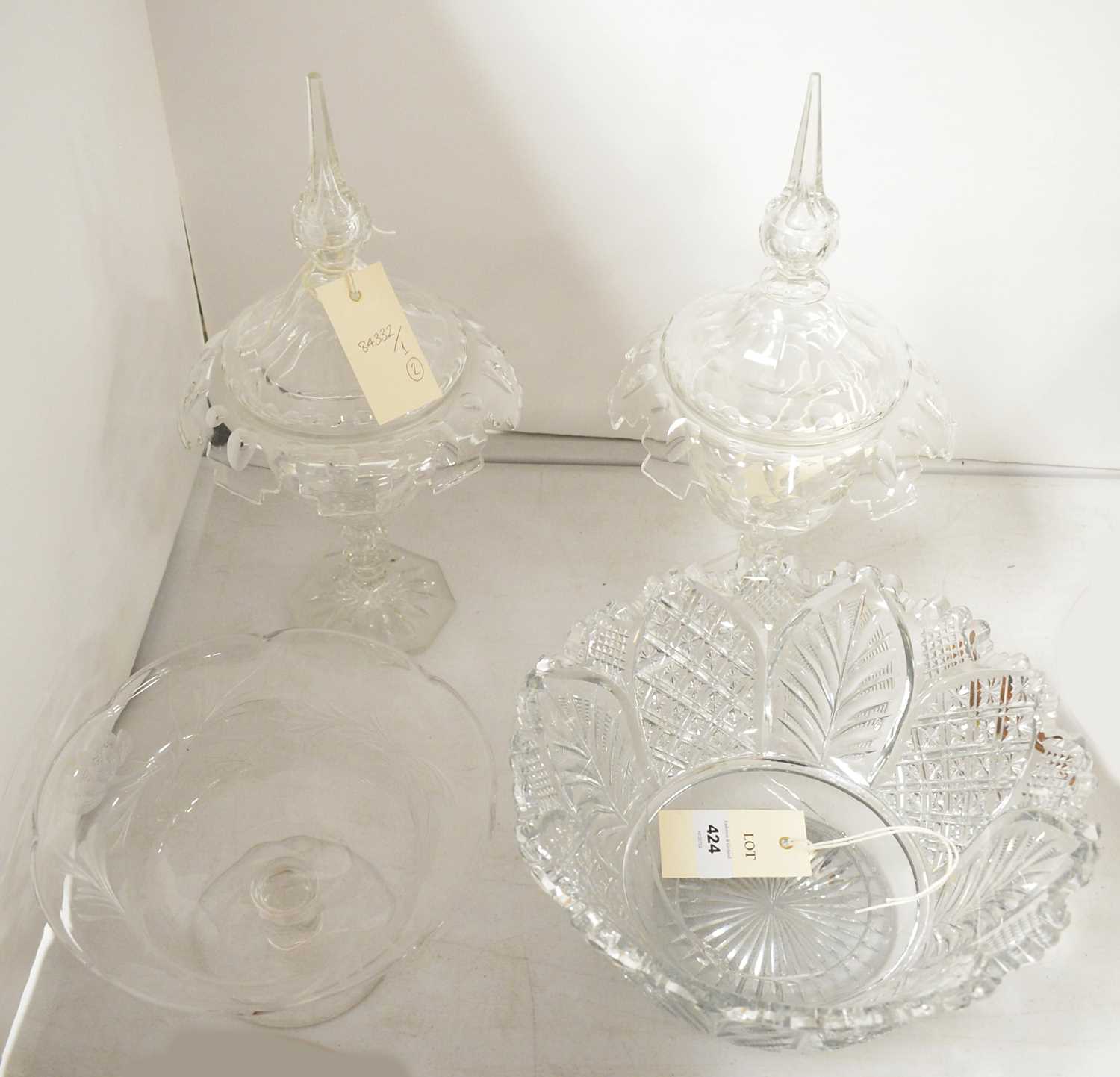 A selection of cut glass dishes and bowls.