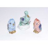 Three Herend hand-painted animal figures/paperweights.