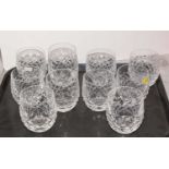 A set of nine Waterford crystal tumblers and another