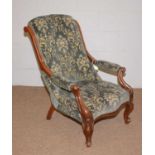 A Victorian mahogany framed salon chair.