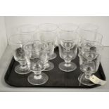 A set of ten Webb etched glass goblets.