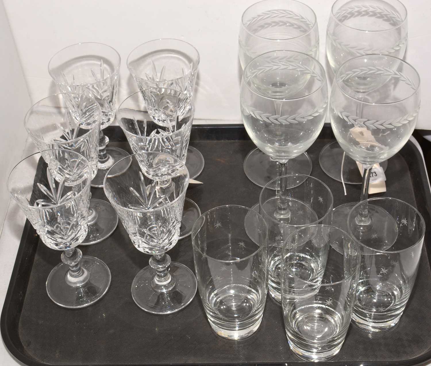 Three sets of glasses, various.