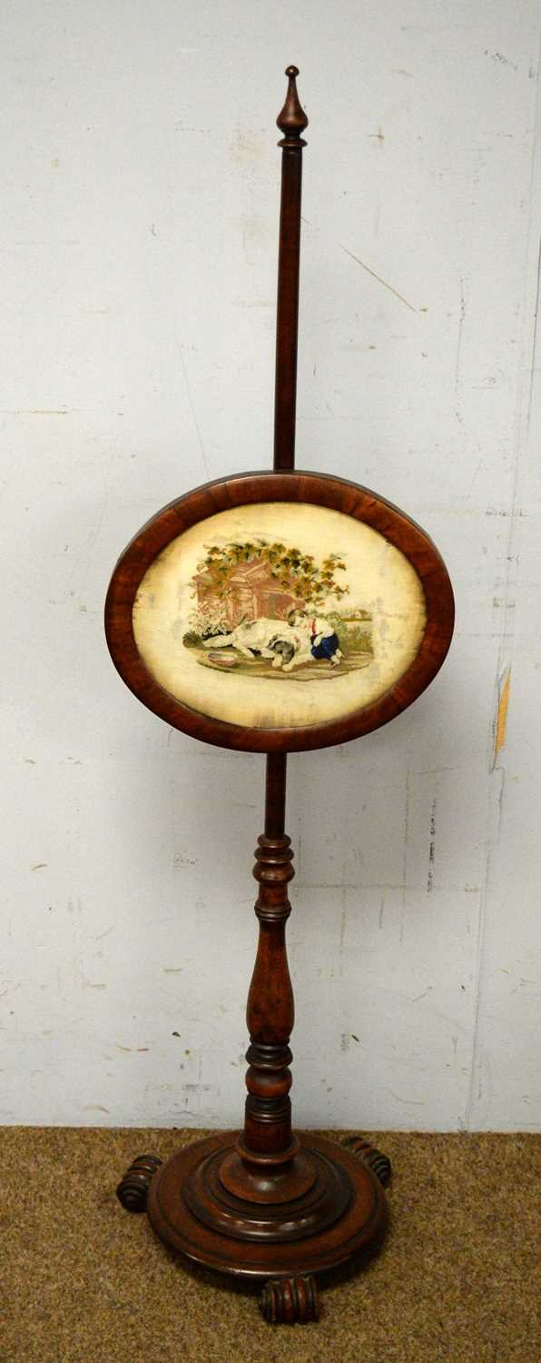 A 19th Century mahogany pole screen