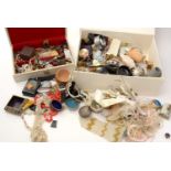 A large quantity of costume jewellery; watches and medals