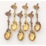 A set of six Victorian silver gilt coffee spoons, by George Fox,