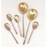 Four French silver spoons, and a pair of Elikington plated spoons