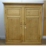 A stripped pine floor standing cupboard