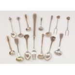 A selection of silver salt and other spoons, pickle forks and other items