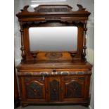 A Victorian walnut mirror back sideboard