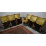 Two sets of three Art Deco folding theatre chairs.