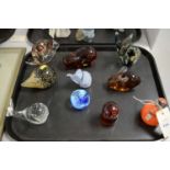 A selection of art glass paperweights