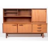 A mid Century teak highboard credenza