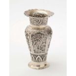 An Indian silver baluster vase,