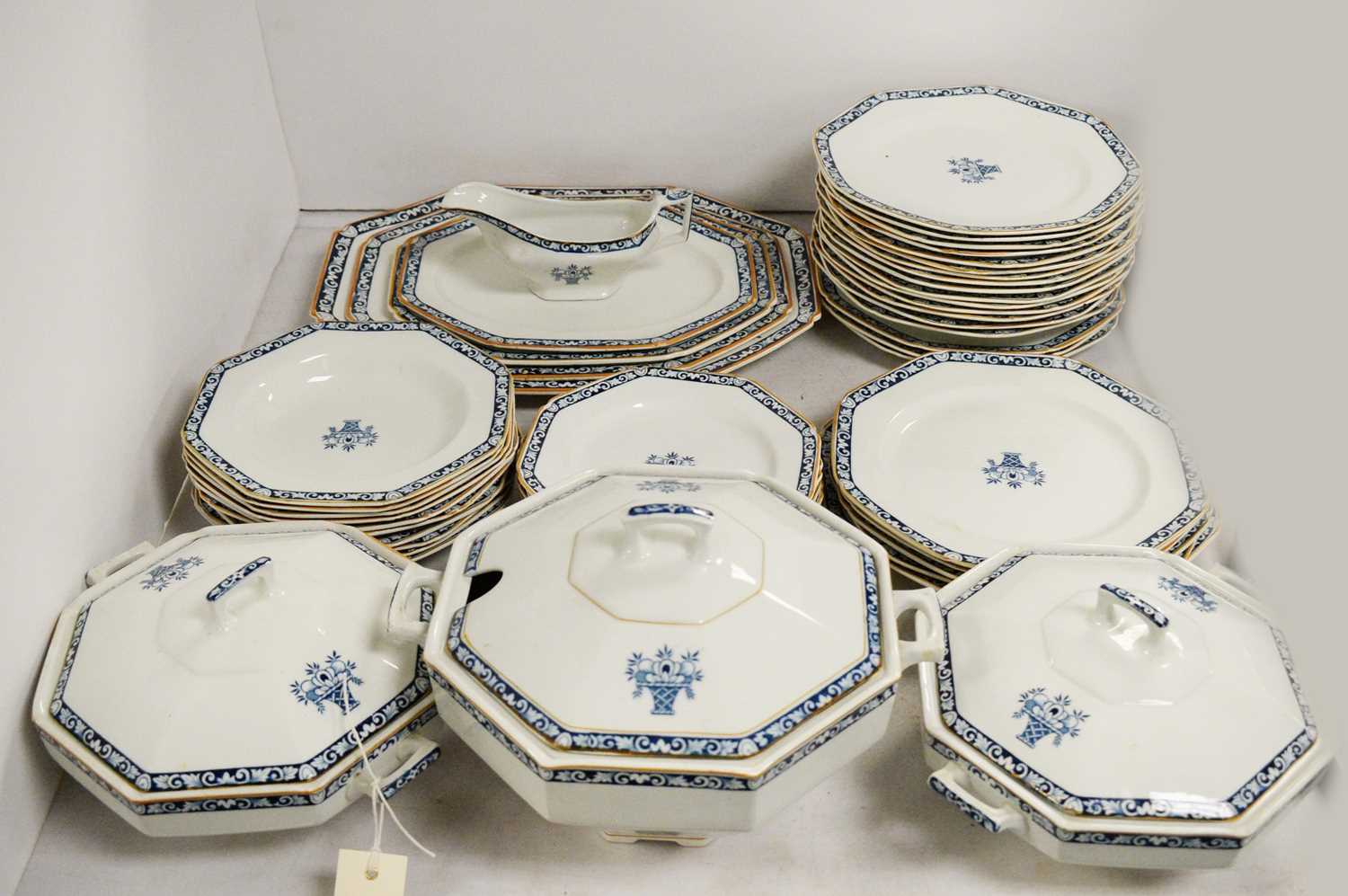 A Wood & Sons Woods Ware ‘Stuart’ blue and white part dinner service