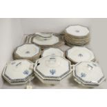 A Wood & Sons Woods Ware ‘Stuart’ blue and white part dinner service