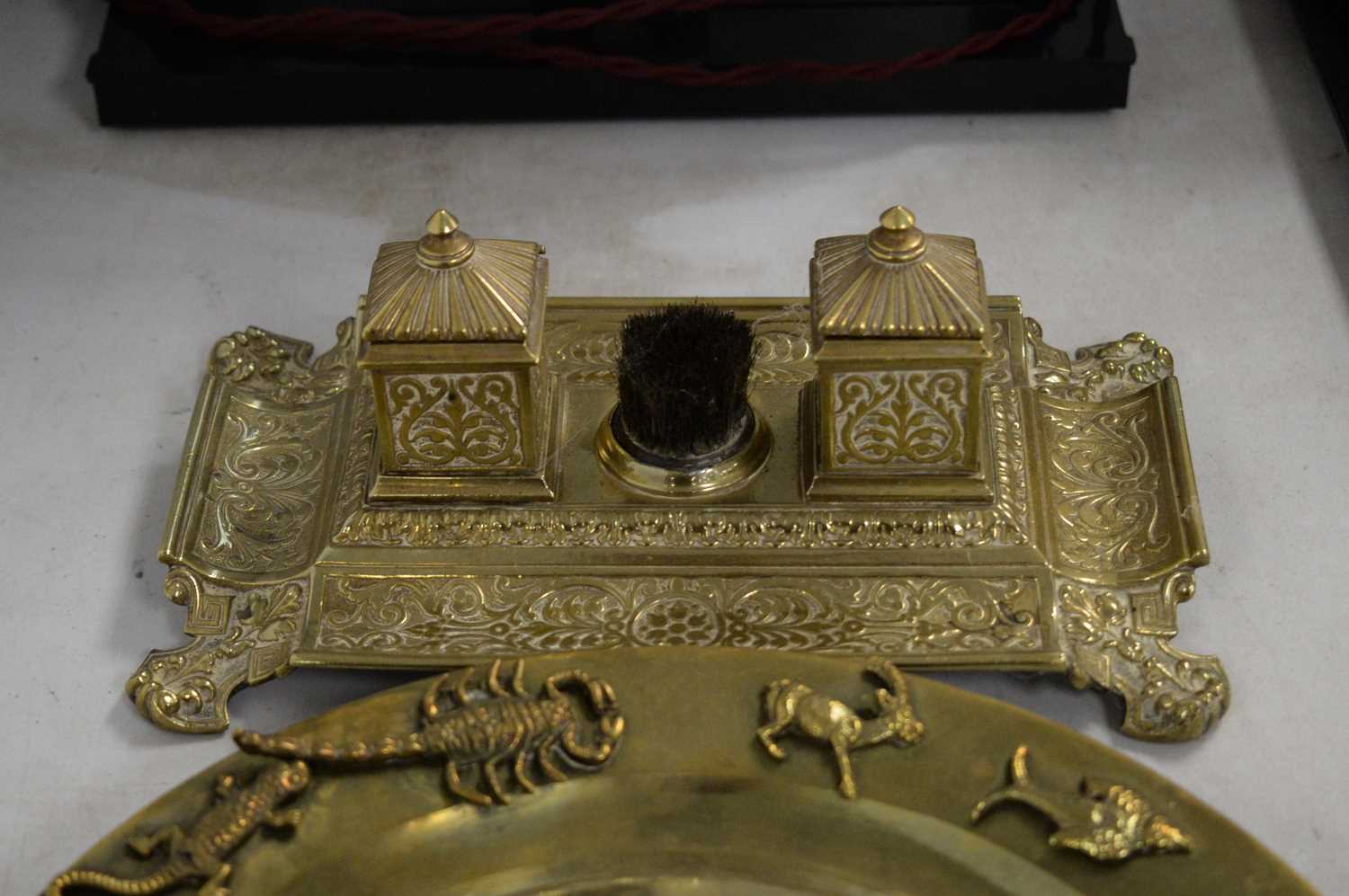 An inkstand and a brass charger - Image 2 of 3