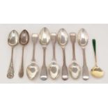 A selection of silver spoons,