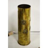 A WWI era brass trench art shell case vase