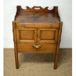 A George III tray topped bedside table or pot cupboard