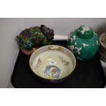 Wedgwood ‘Dragon’ lustre circular bowl together with a Chinese ginger jar and cover.