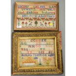 Two Victorian needlework samplers