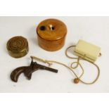 Collectors' items comprising; pocket gambling roulette wheel, a military compass, and a pistol.