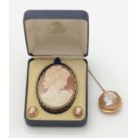 Carved shell cameo jewellery,