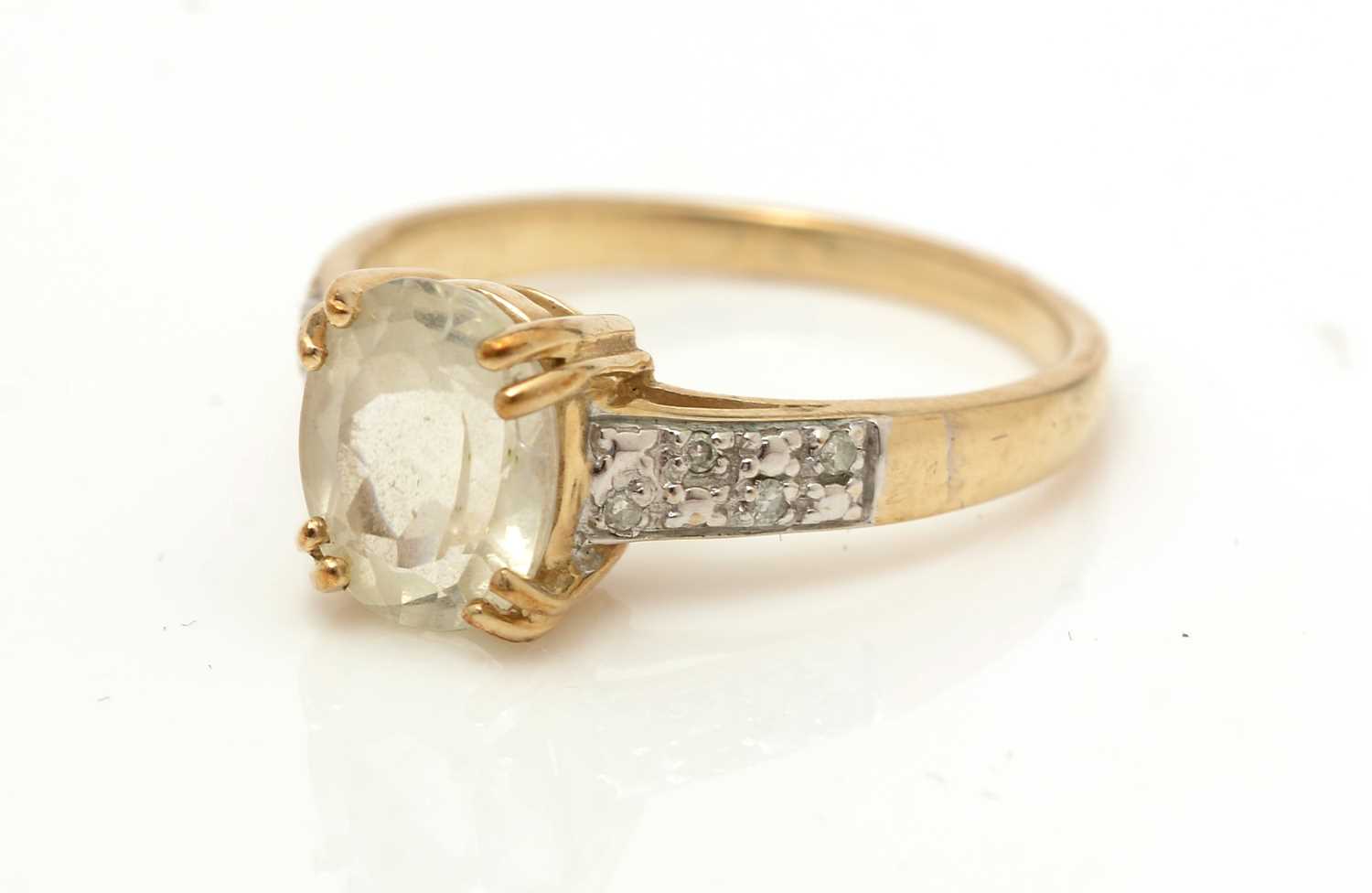 A spodumene and diamond ring,