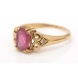A pink-topaz and diamond ring,