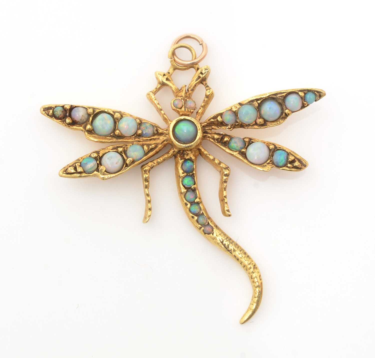 An opal set dragonfly pattern pendant,