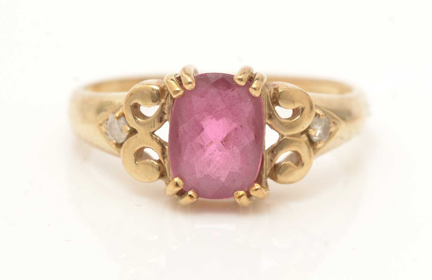 A pink-topaz and diamond ring, - Image 2 of 3