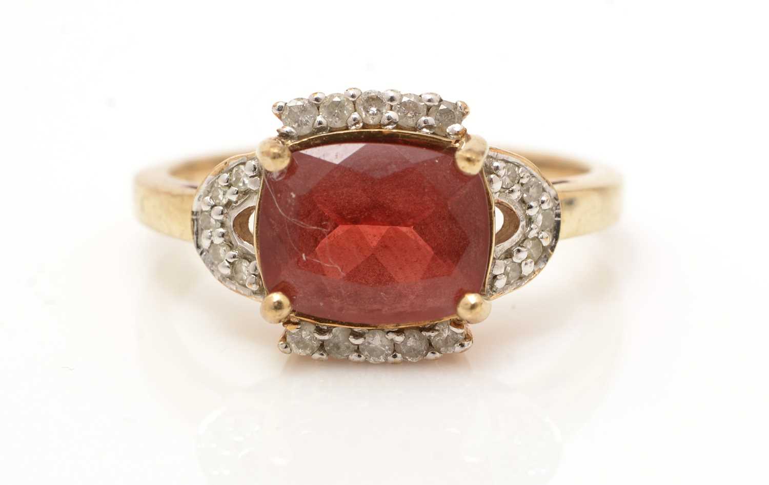A garnet and diamond ring, - Image 3 of 3
