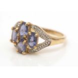 A tanzanite and diamond ring,