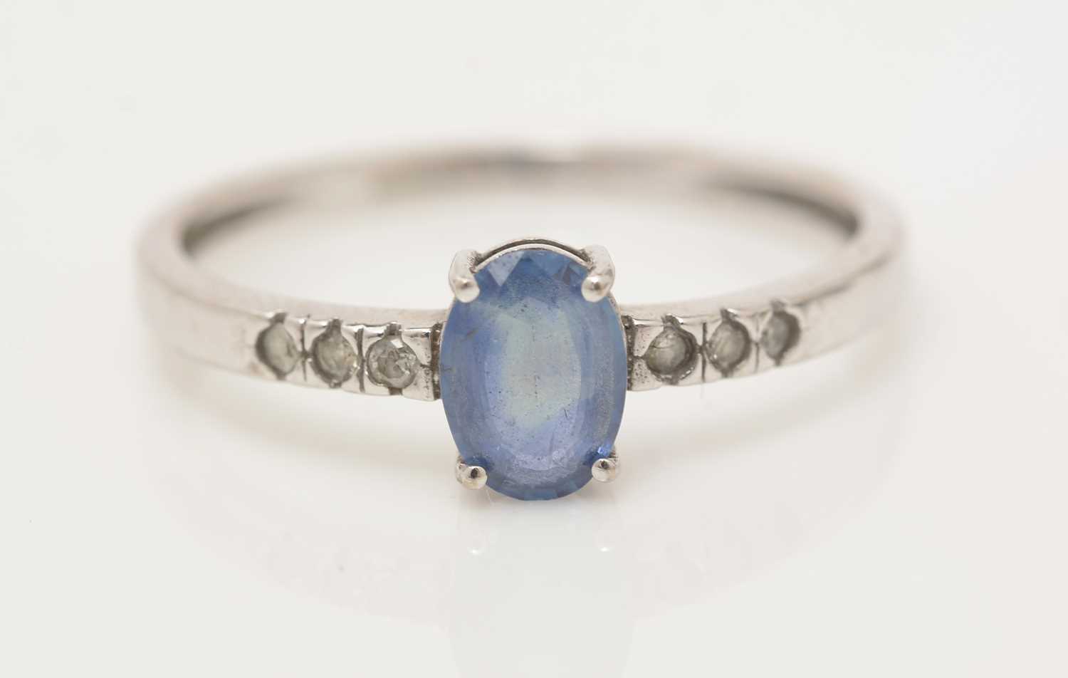 A sapphire and diamond ring, - Image 2 of 3