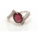 A pink tourmaline and diamond ring,