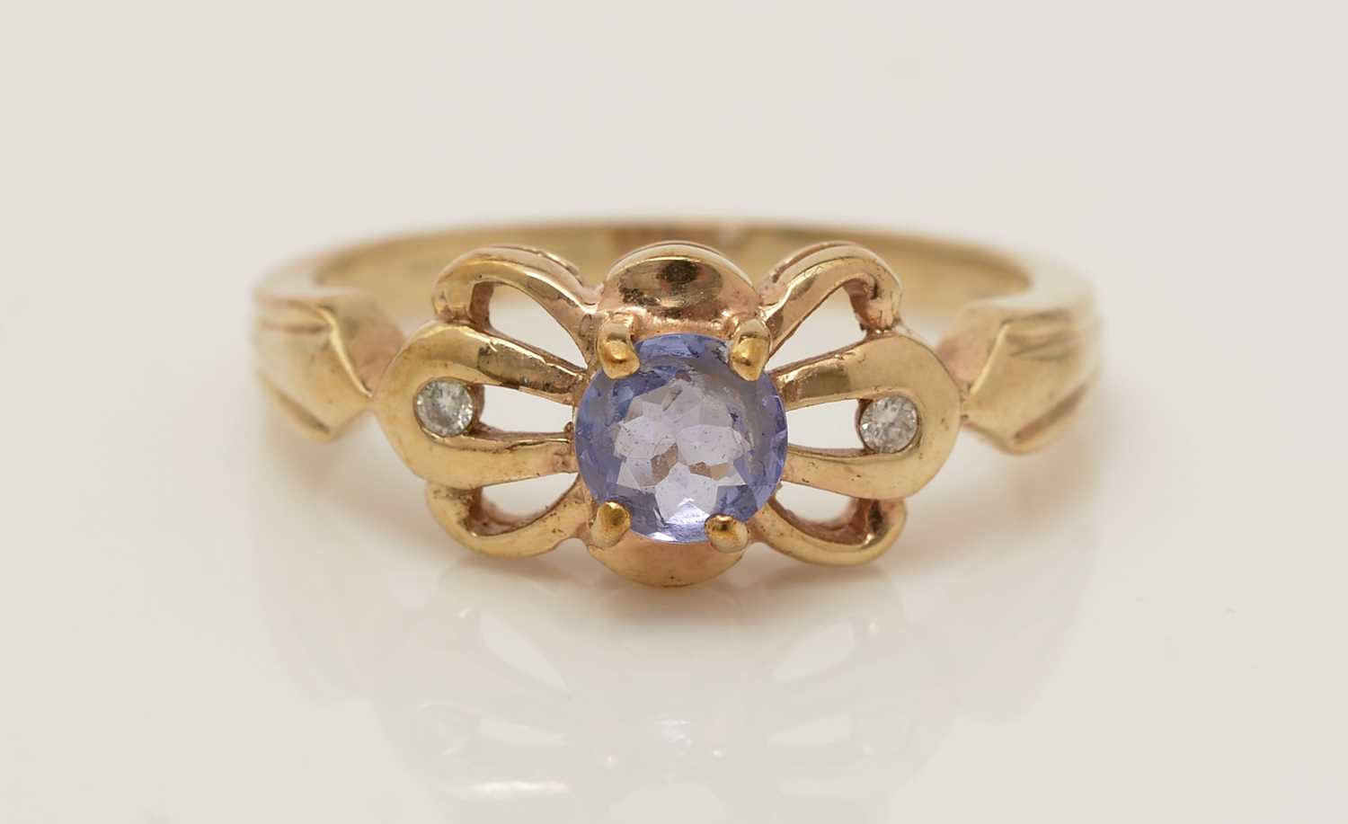 A gemstone and diamond ring, - Image 2 of 3