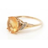 A citrine and diamond ring,