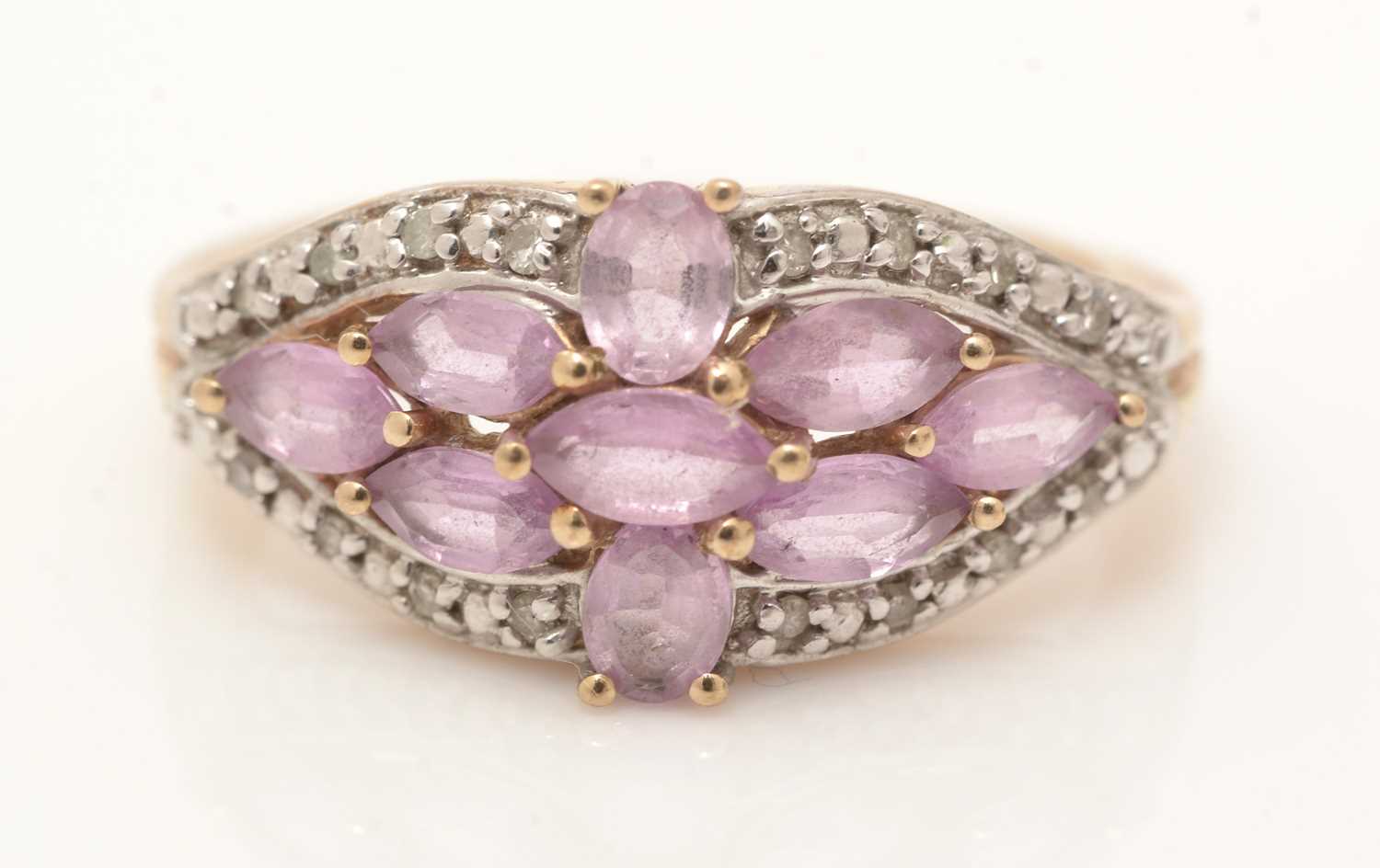 A pink sapphire and diamond ring, - Image 2 of 3