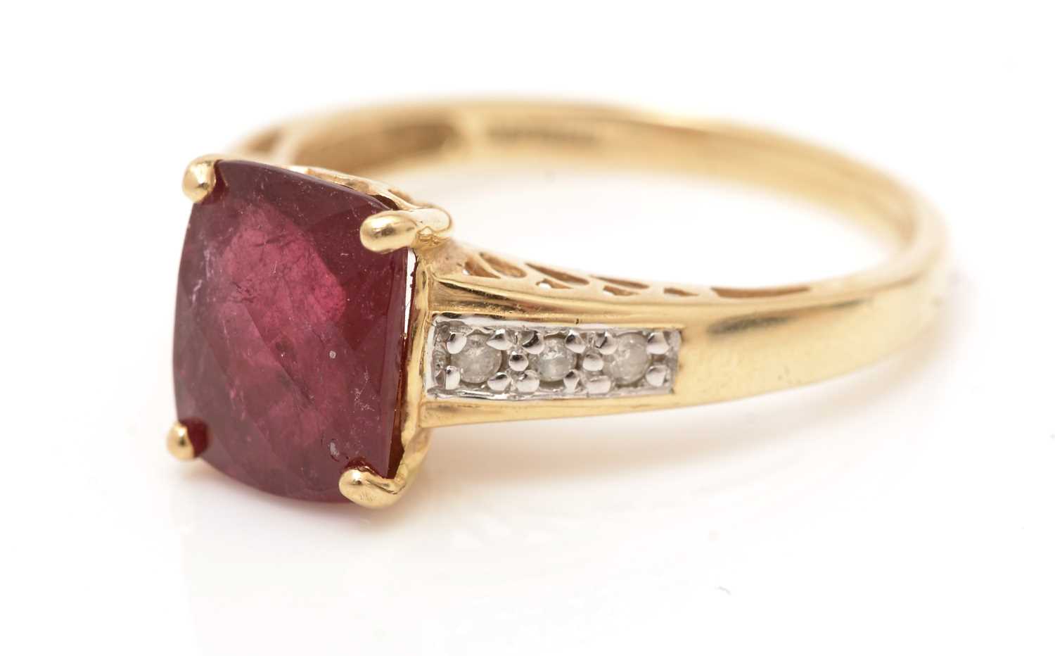 A pink tourmaline and diamond ring,