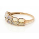 A water opal and diamond ring,