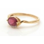 A pink tourmaline and diamond ring,