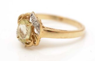 A citrine and diamond ring