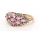 A pink sapphire and diamond ring,
