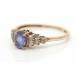 A tanzanite and diamond ring,