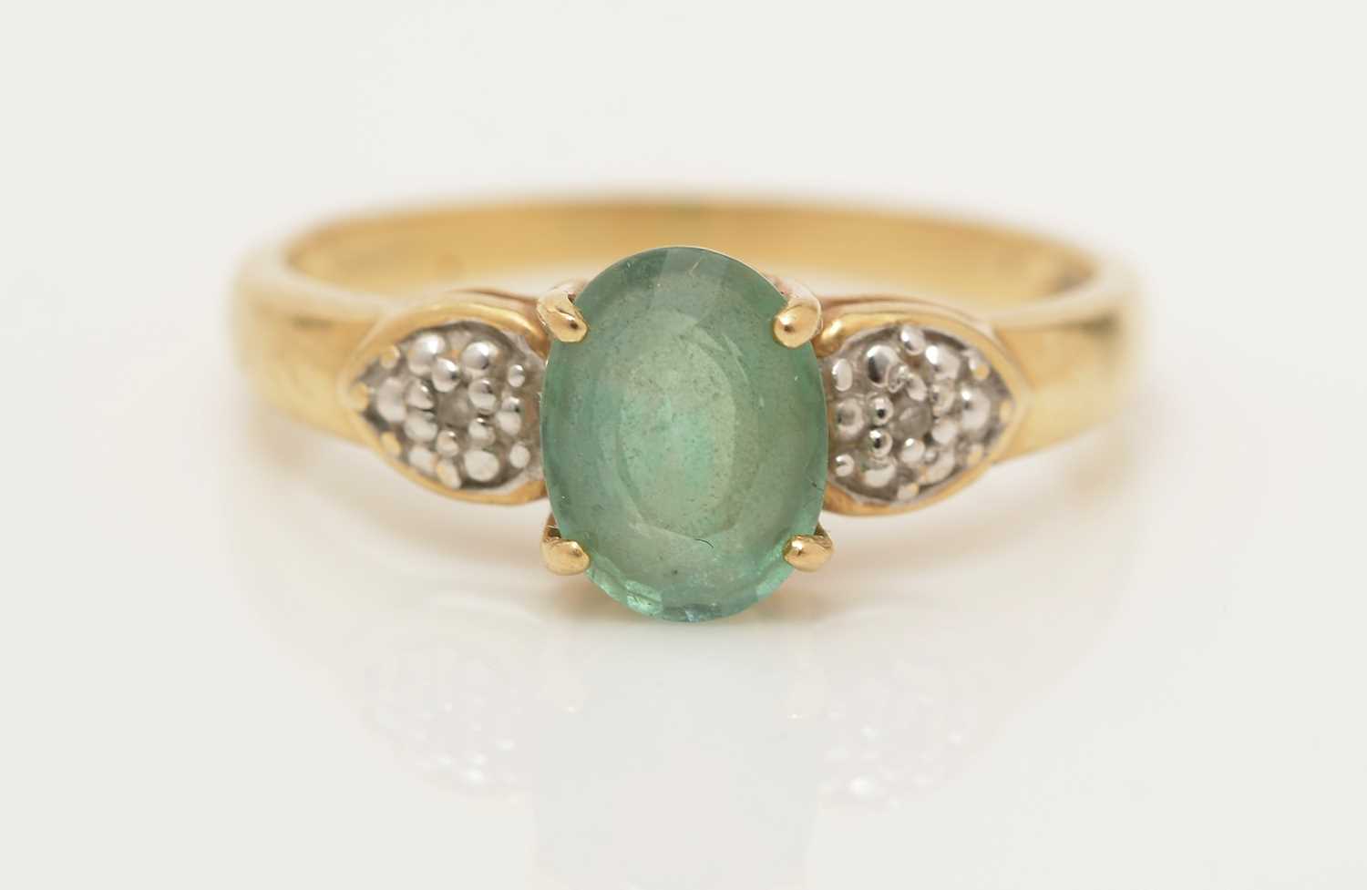 A green apatite and diamond ring, - Image 2 of 3