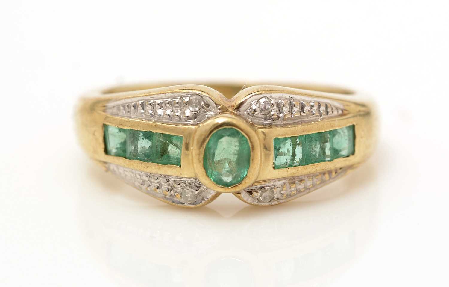 An emerald and diamond ring, - Image 2 of 2