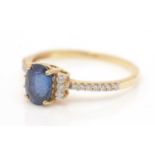 A sapphire and diamond ring,