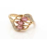 A pink topaz and diamond ring,