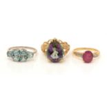 Three gemstone set rings