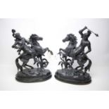 A pair of bronzed spelter horse figures.